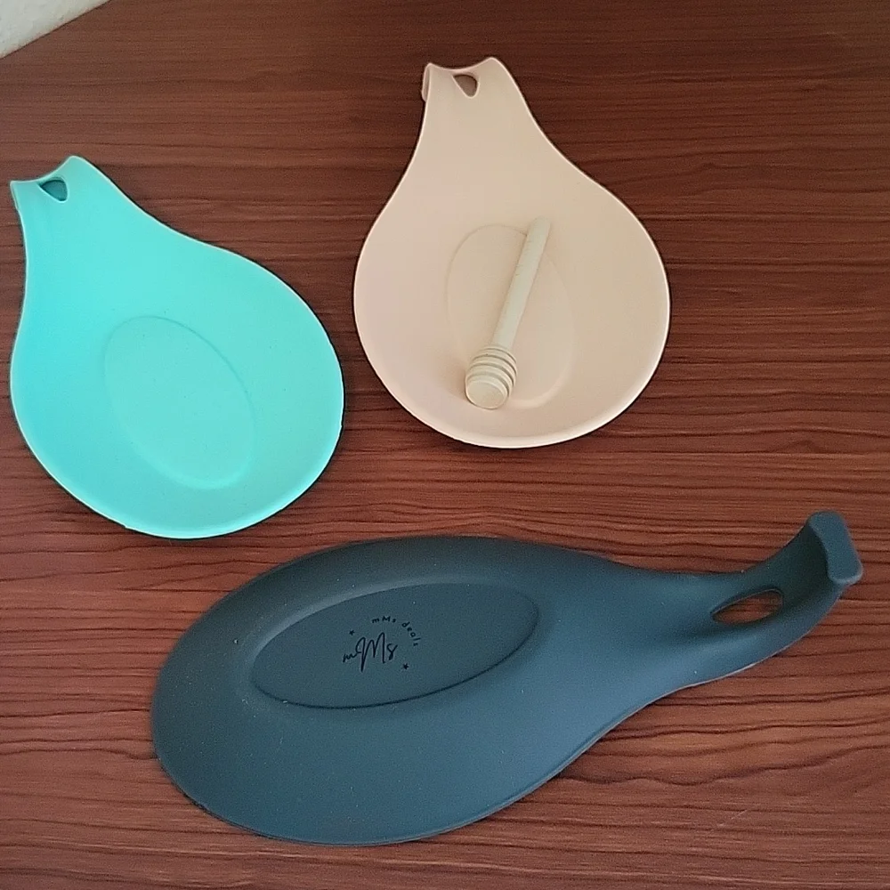 Kitchen 3 Piece Silicone Spoon Rest Holder